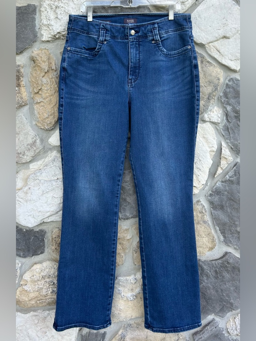 NYDJ Marilyn Straight Jeans Size 14 Stretchy High Rise Medium Wash Blue Slimming